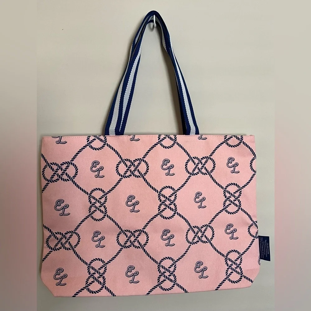 Estée Lauder Tote Reusable Bag, Lined, Foldable, Nautical Style, Handles